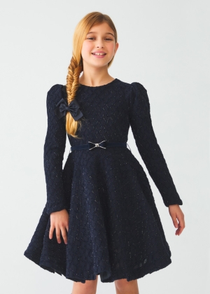 VESTIDO JACQUARD MARINO